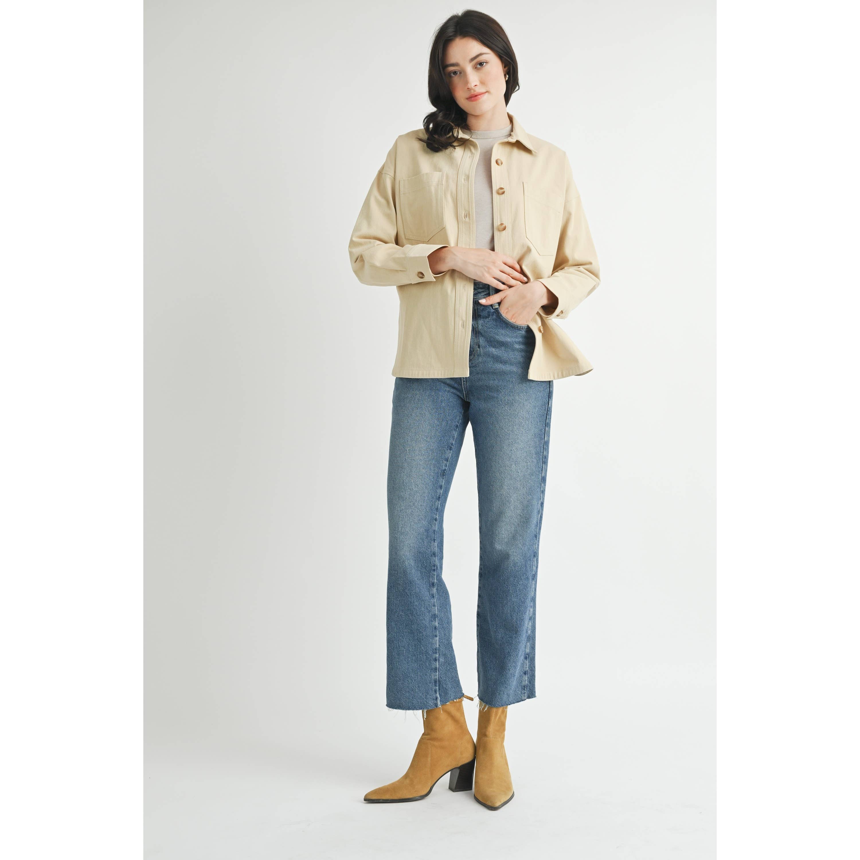 SAND COTTON TWILL SHIRT JACKET for wholesale on Faire14