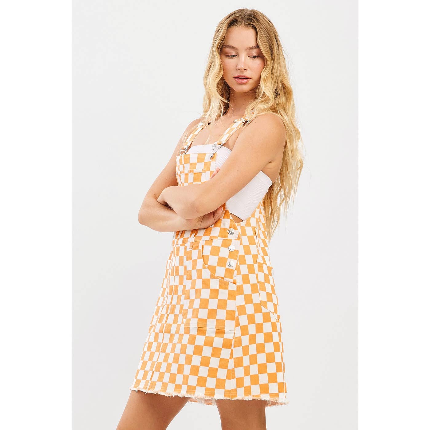 mittoshop - Wholesale Dress - Women's - GAME DAY CHECKERED BIB OVERALL MINI DRESS7