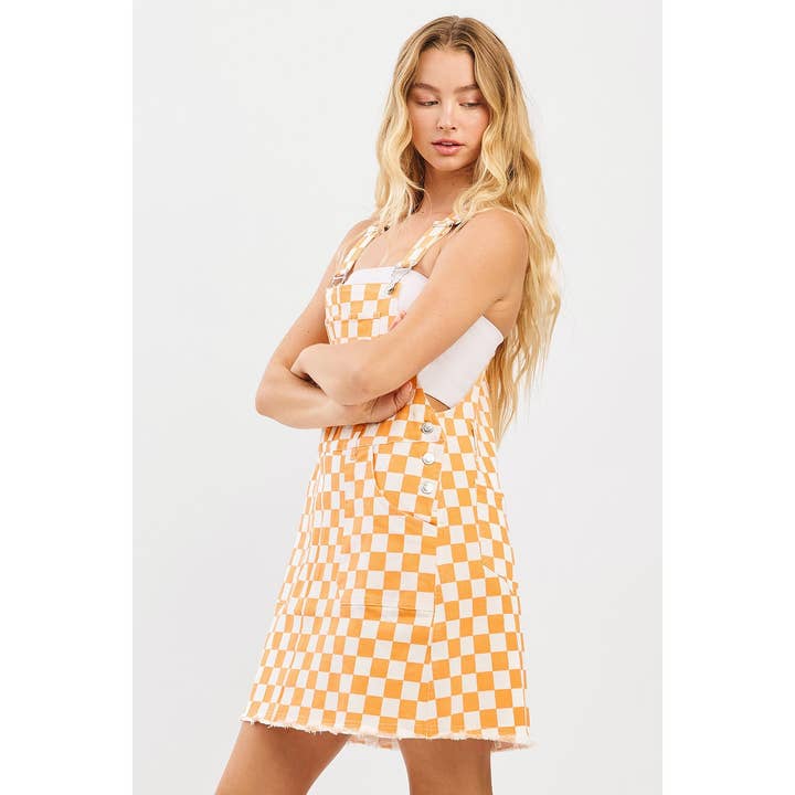 mittoshop - Wholesale Dress - Women's - GAME DAY CHECKERED BIB OVERALL MINI DRESS7