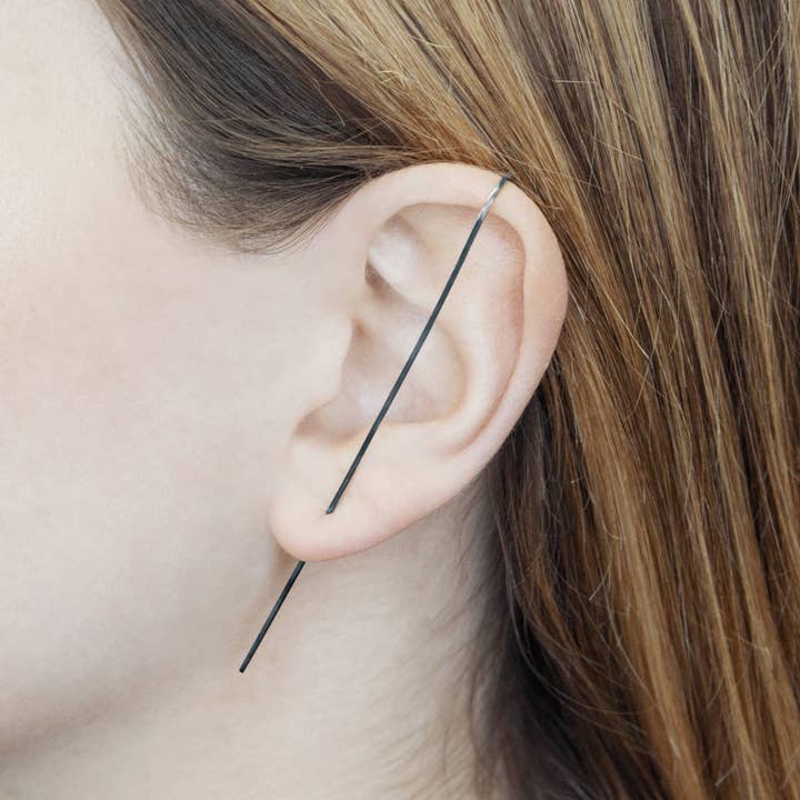 Otis Jaxon London – wholesale Cuff/wrap earrings – Oxidised Silver Bar Ear Pin Earrings