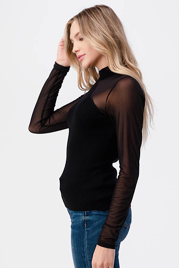 black Mesh Fitted Top for wholesale on Faire5