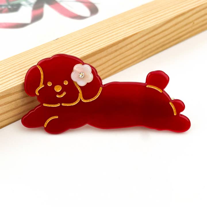 SoapElenGlen - Wholesale Hair Clip - Women's - Running Puppy Hair Clip, Cute Animal Acetate Hair Barrette2