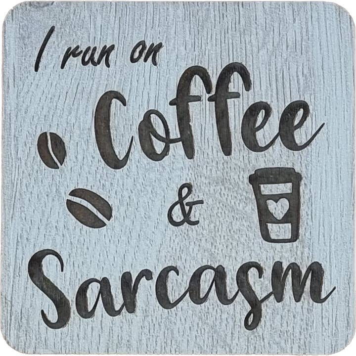 Coffee & Sarcasm Engraved Coaster for wholesale by LT Creations