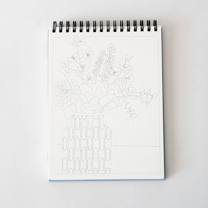 Kreative Haven - Wholesale Sketchbook/Sketchpad - Floral Watercoloring Book - Outlines with Video Tutorials