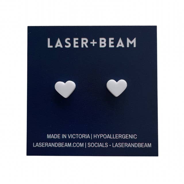 laserandbeam - Wholesale Stud/post earrings - Heart Studs - White