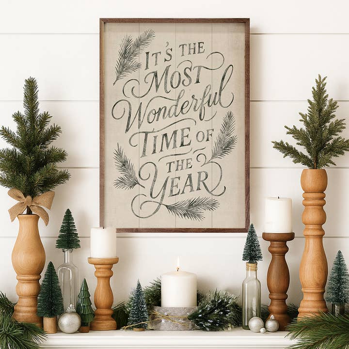 Kendrick Home - Wholesale Wood Wall Art - It's The Most Wonderful Time Pine White2