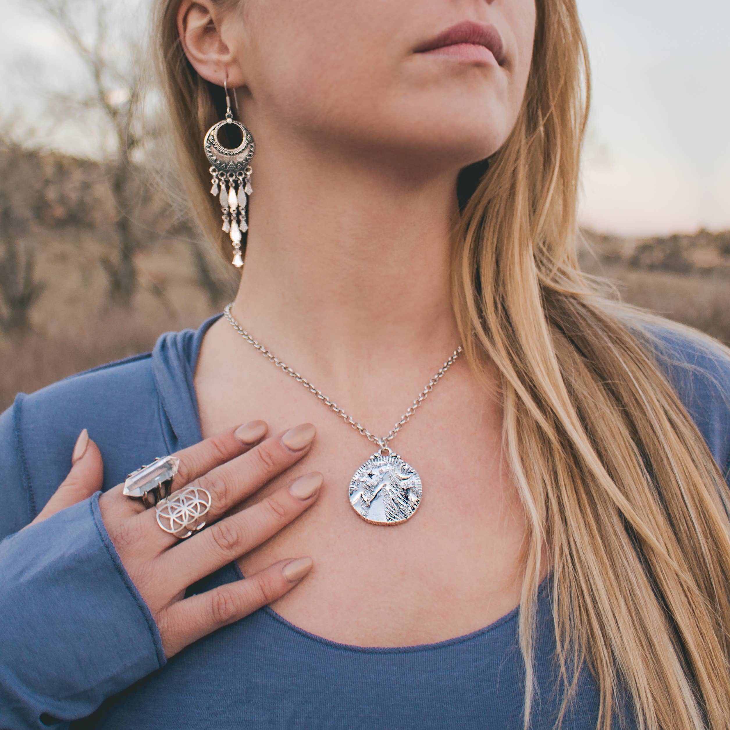 Hiouchi Jewels | Rose & Bolt Grateful Dead Jewelry - Wholesale Cocktail/Statement Ring - Crystal Talon Ring | Silver / Quartz3