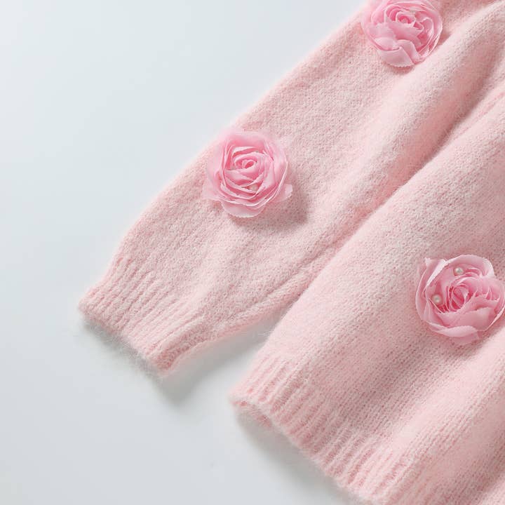 PEACH ACCESSORIES - Wholesale Knitted jumper – Women′s - Cosy Sweater with 3D Floral Embellishments SK1565