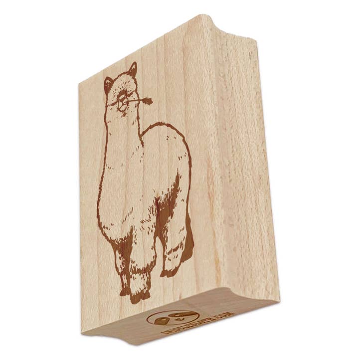 Thick Fluffy Alpaca Rectangle Rubber Stamp for Stamping Crafting for wholesale by Sniggle Sloth
