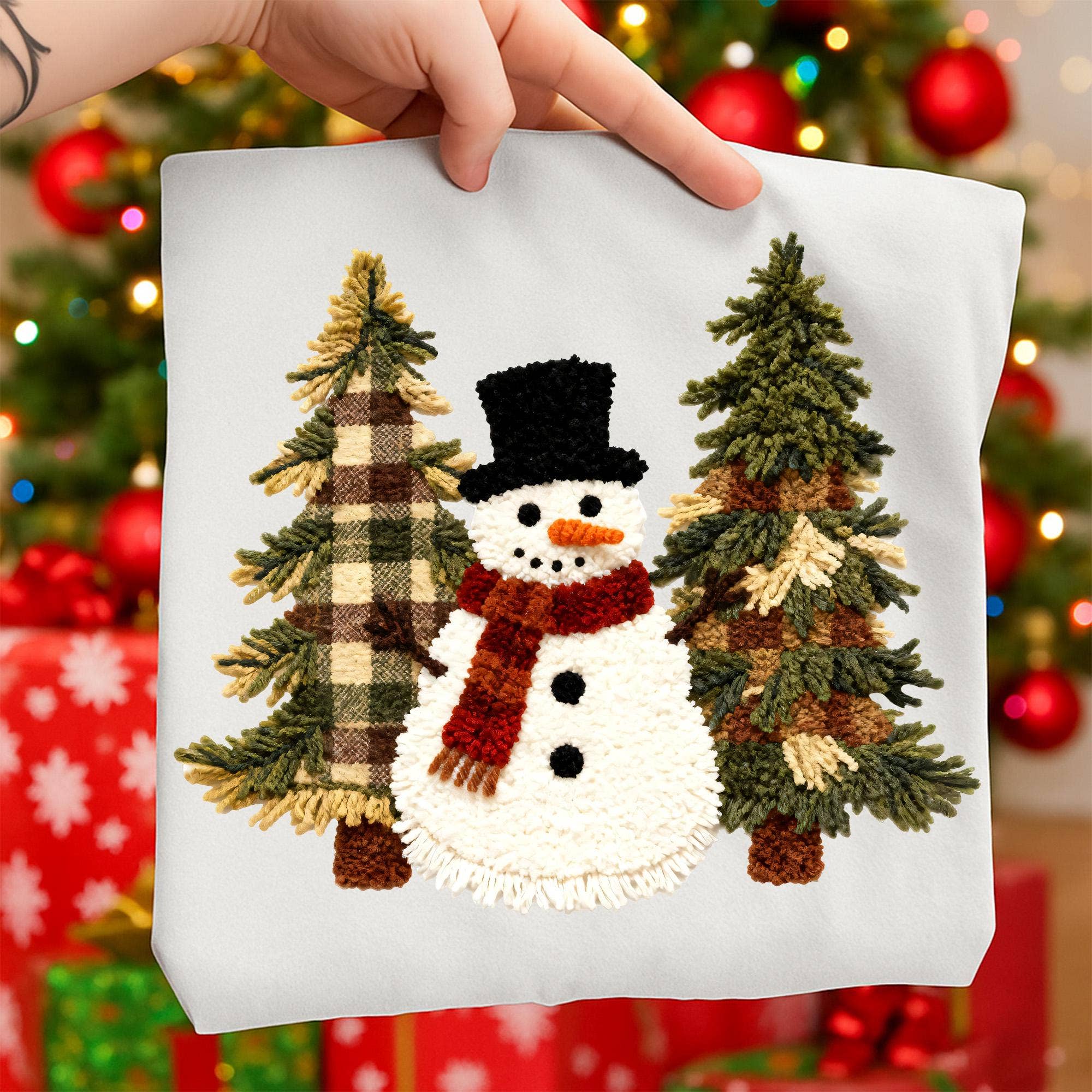 NVC Ecommerce LLC - Venta al por mayor Camiseta estampada - Mujer - Camiseta de Muñeco de Nieve de Ganchillo con Hilo de Latch Hook, Suéter de Muñeco de Nieve de Navidad0