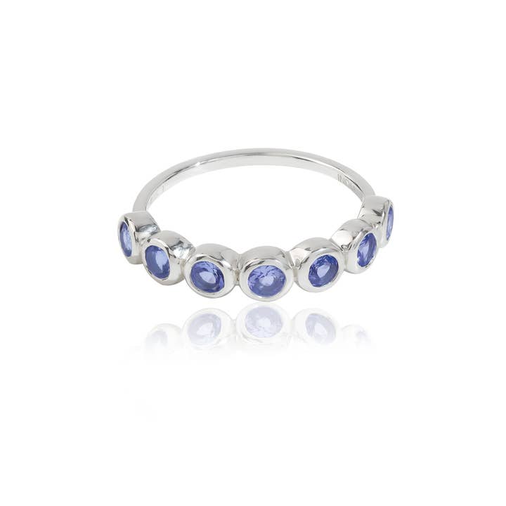 Tiramisu - Wholesale Single Stone/Solitaire Ring - Sterling Silver Tanzanite Cerulean Orbit Band Ring2