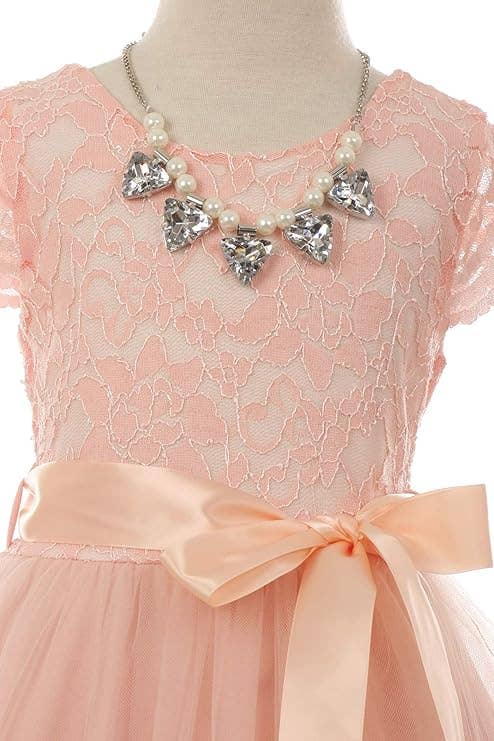 iGirlDress - Wholesale Dress - Kids - Cap Sleeve Floral Lace High Low Tulle Special Occasion Dress5