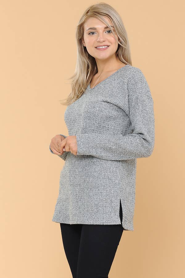 Burgundy Apparel - Wholesale Knit Top - Women's - BASIC KNIT V-NECK LONG SLEEVE TOP6