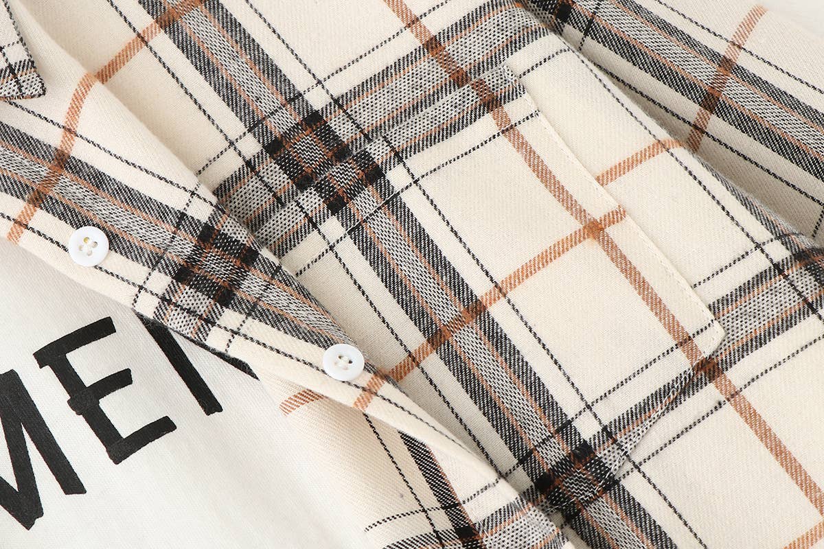 Rosa Clothing - Wholesale Button Down Shirt - Women's - Essential Basic Relaxed plaid cotton blend button-down shirt21