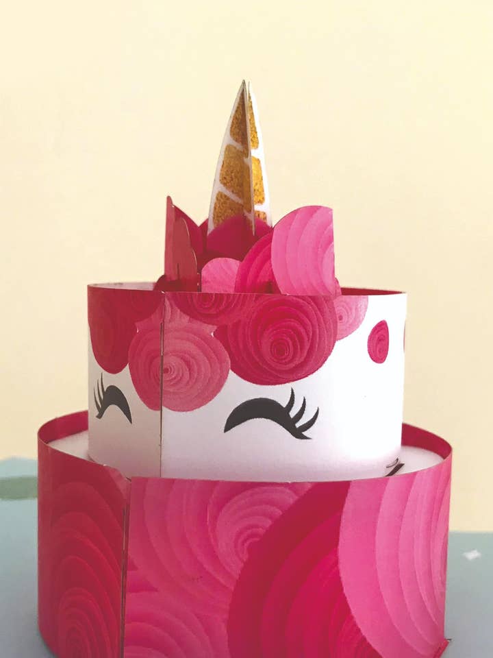 Biglietto Auguri Origami 3D Torta Unicorno per la vendita all'ingrosso da parte di ORIGAMI EDITORE SRL