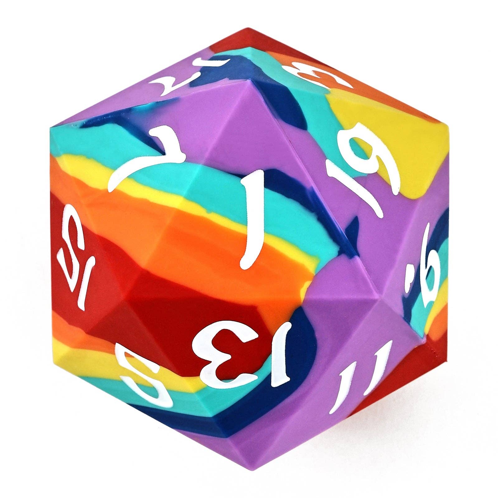 Hymgho Premium Dice - Wholesale Dice - 55mm Chonk Rubber Silicon D20 - Rainbow Realms1