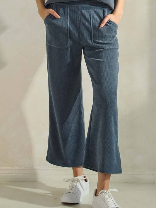 Wide Leg Corduroy Cropped Pants for wholesale by Yelete