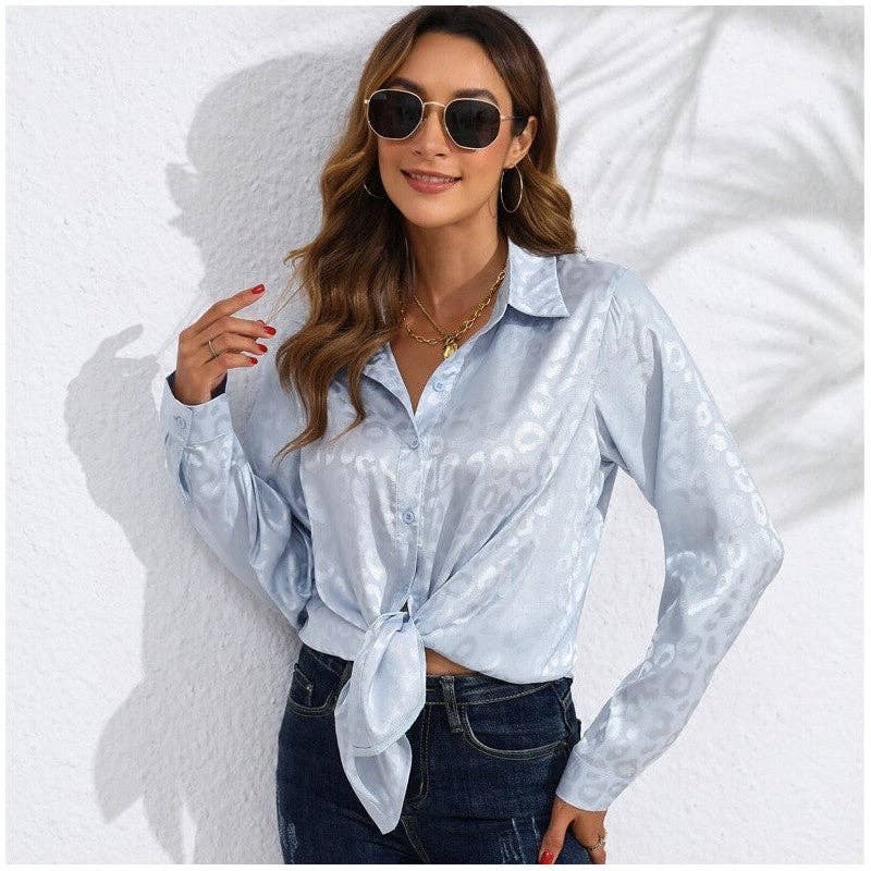 UZ Wholesale Store – wholesale Tröja med knappar – Dam – Leopardmönstrad knäppskjorta med krage10