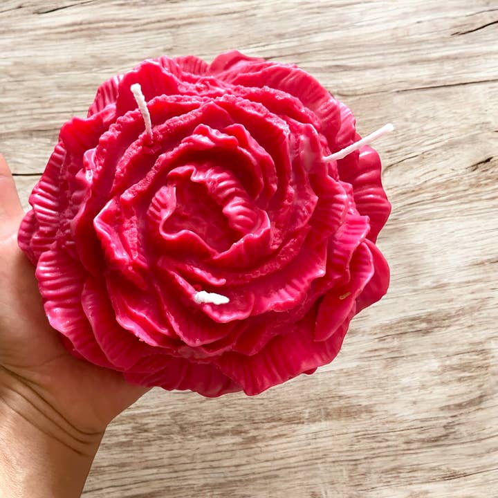 OkayMujer – Großhandel Geschenkkerze – Riesige rote Rosenkerze | Riesige aromatische Rose | Große rote Rosen Duftkerze