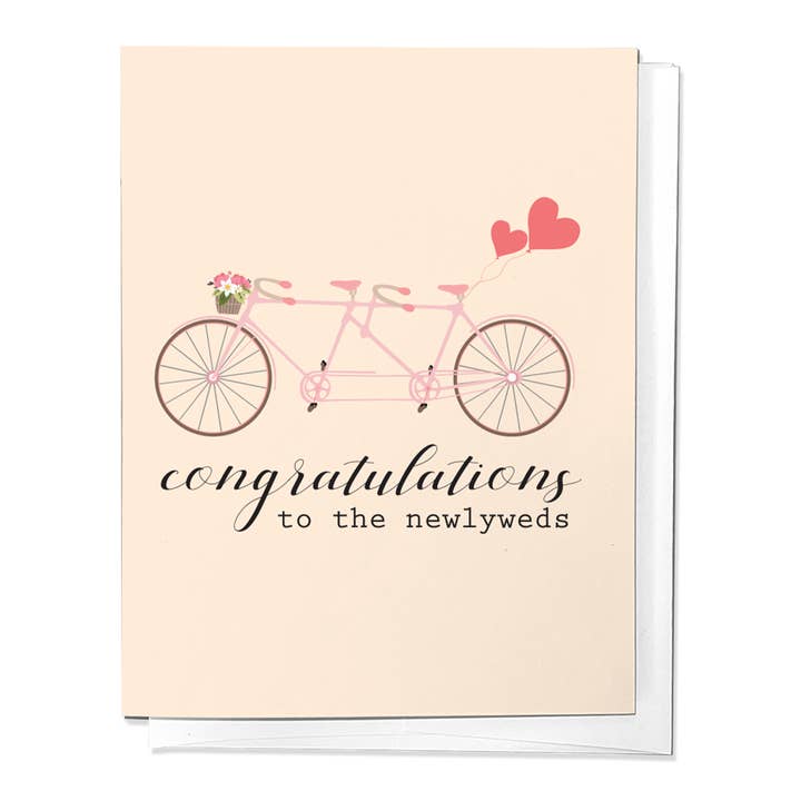 Congratulations to the Newlyweds, Wedding Bike Greeting Card for wholesale by Parcel Island