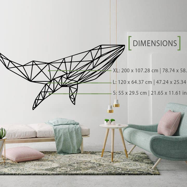 Hval, Geometrisk Vægkunst, Mærkat, Hvalindretning for engroshandel hos KUARKI
