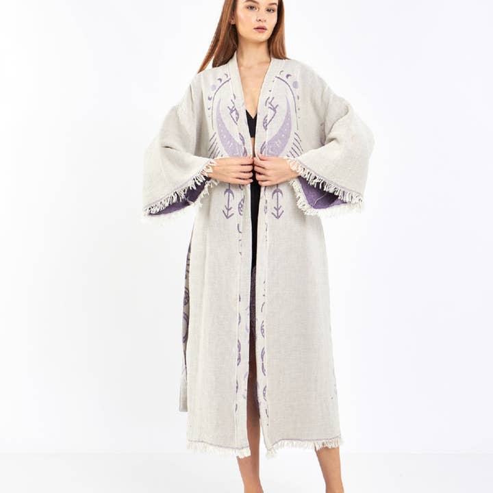 Kimono Evil Eye, kimono de lujo, bata de algodón para mujer para venta al por mayor de Umays Boho