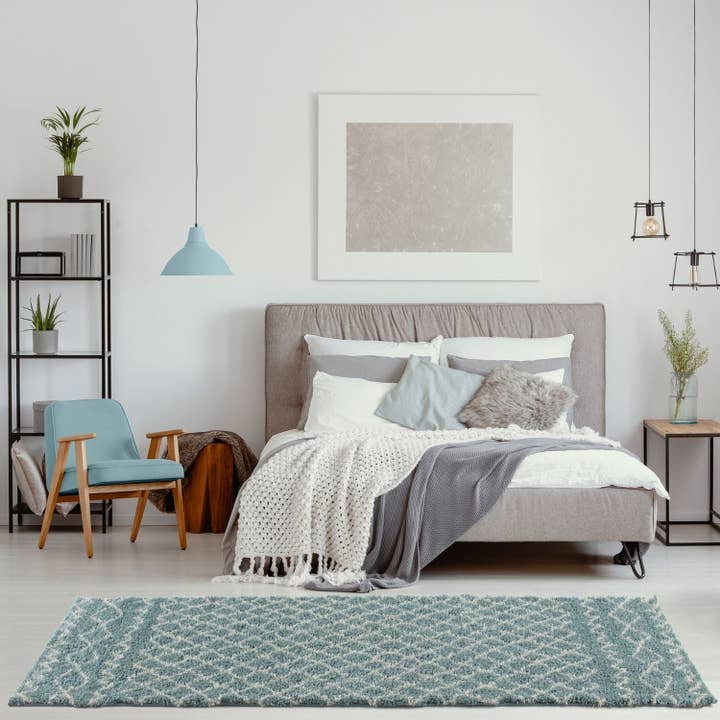 THE RUGS – wholesale Area rug – Moroccan Duck Egg Blue Shaggy Rug | 95015