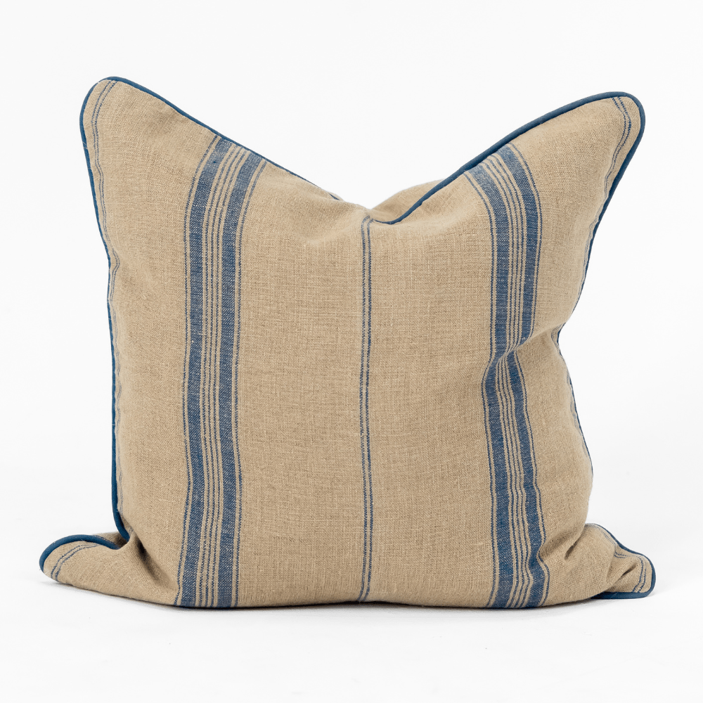 BHD HOME - Wholesale Chair cushion - Linen Piped Striped Blue Lounge Cushion 55 x 55cm0