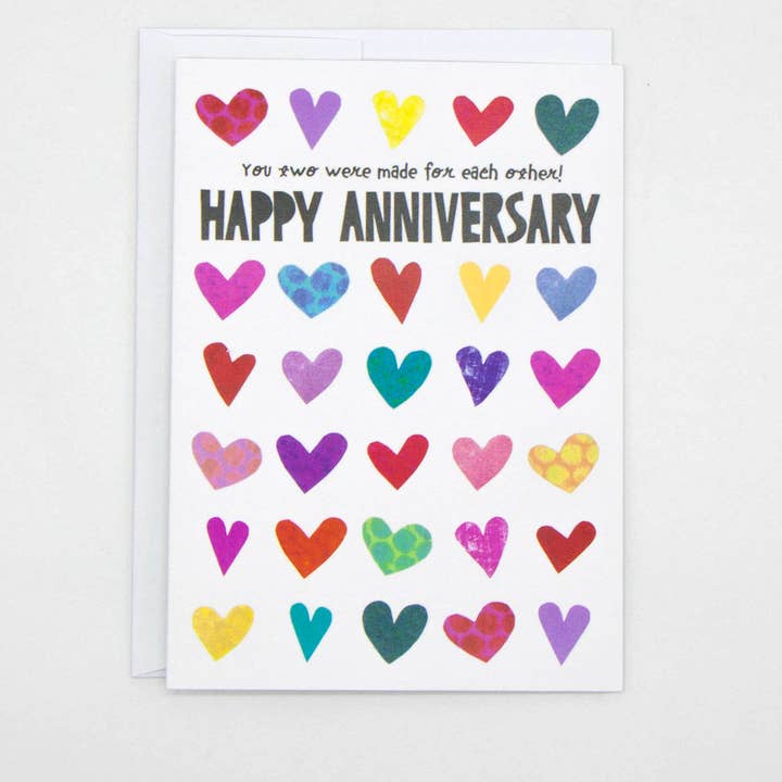 Anniversary Hearts Card – Bright & Colorful Design for wholesale by Kim Dettmer Art