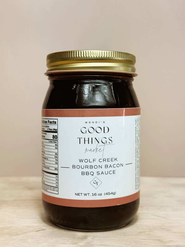 Sauce barbecue au bourbon et bacon Wolf Creek pour la vente par Wendi’s Good Things Market