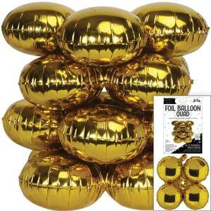Party Expo, LLC - Wholesale Balloon - 17" LaFete Quad Mylar Balloons - Gold (4ct)0