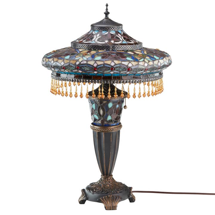 River of Goods - Wholesale Accent/Desk Lamp - 27.5"H Parisian Antique Bell Shade Stained Glass Table Lamp7