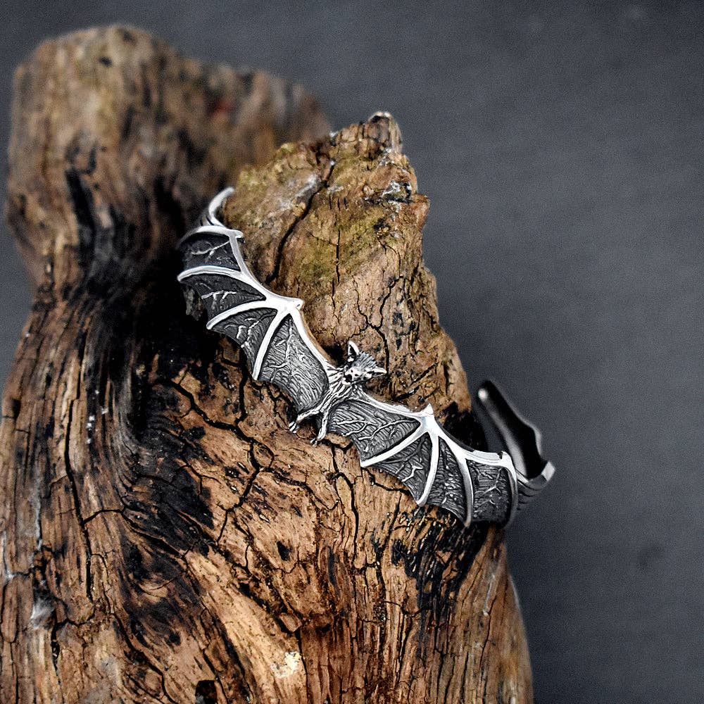 Kali Ma Designs - Sterling Silver Jewellery – wholesale Cuff bracelet – Harley oxidised bat bangle0