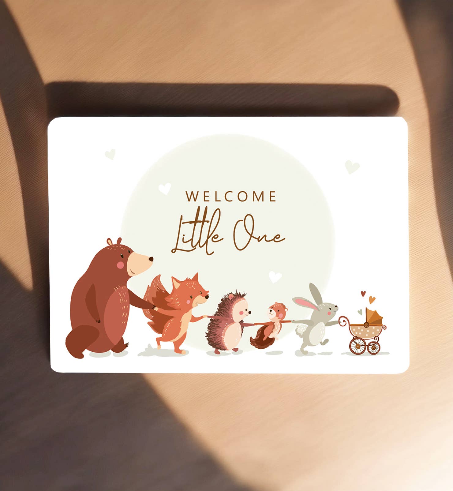 Aniet Illustration - Vente Cartes bébé - Carte de félicitations naissance avec animaux de la forêt mignons1