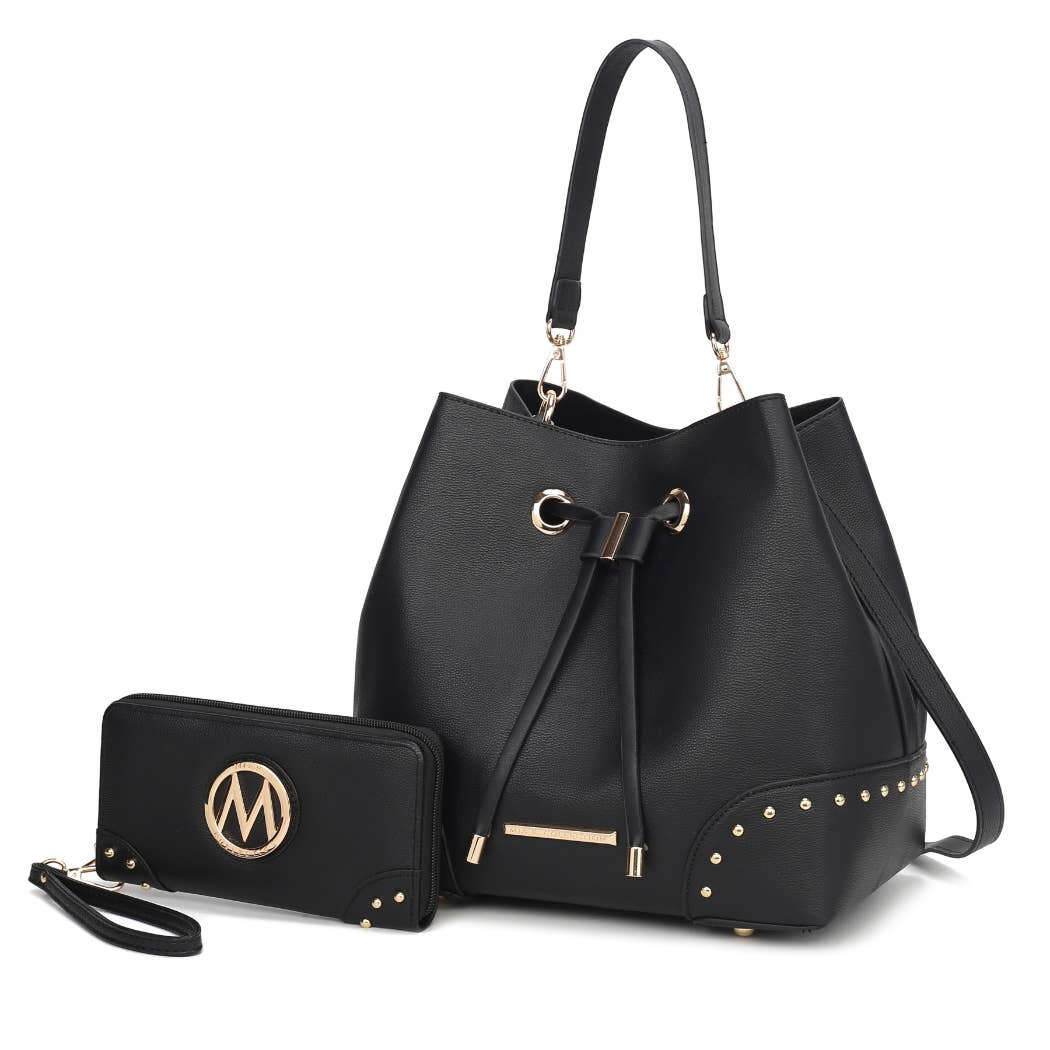 MKF Collection - Wholesale Top Handle Bag - Women's - MKF Callie Solid Bucket Handbag with matching Wallet10