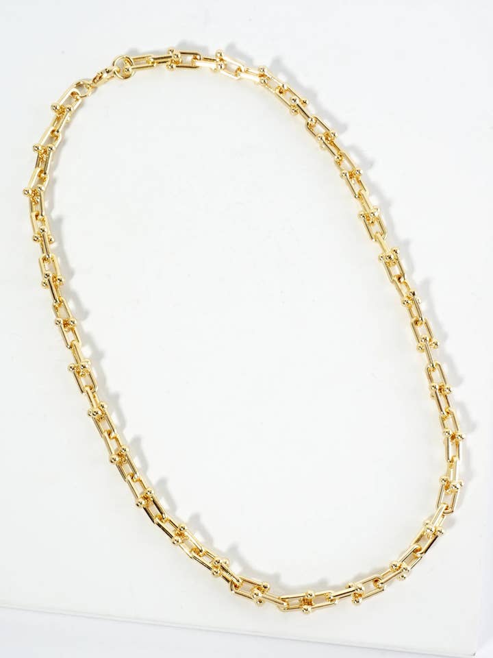 18K Gold Dipped 18 Inch Small Hardwear Link Chain Necklace for wholesale by Wild Honey