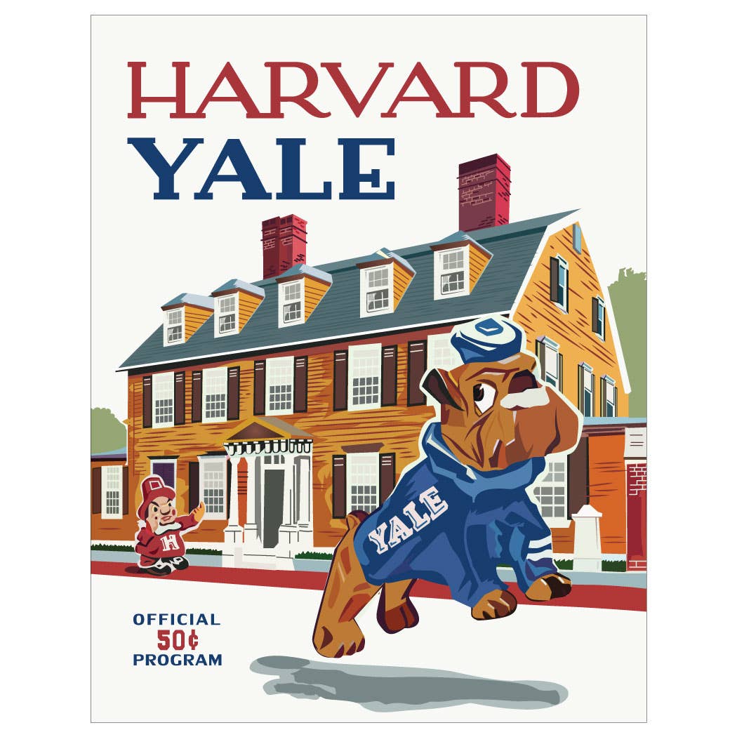 Fridgedoor - Wholesale Everyday Greeting Card - 5'' x 7'' Harvard Yale Mascots in Harvard Square Greeting Card0