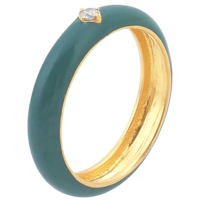 Anillo Pia de diamantes y esmalte verde azulado para venta al por mayor de POMEGRANATE