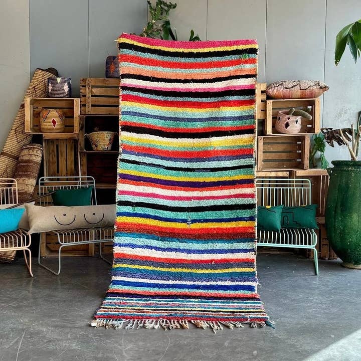 Tapete de algodão vintage marroquino colorido autêntico por atacado de leslosanges