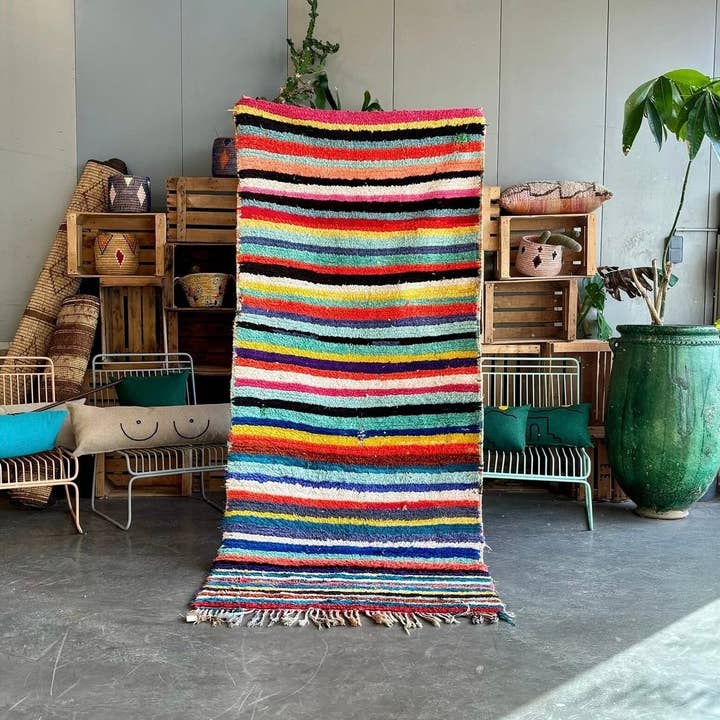 Autentisk farverigt marokkansk berber vintage bomuldstæppe for engroshandel hos leslosanges