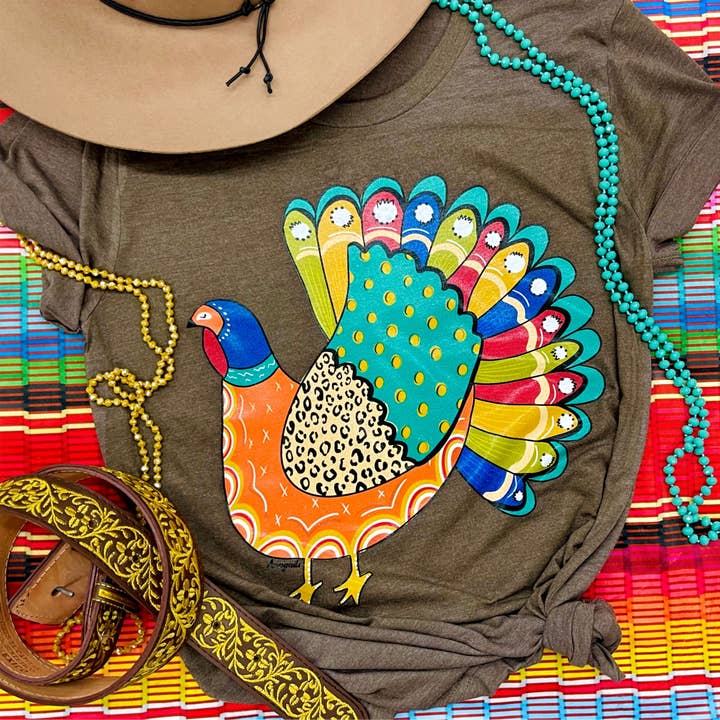 Anagails - Wholesale Screen Printed T-Shirt - Women's - Colorful Turkey