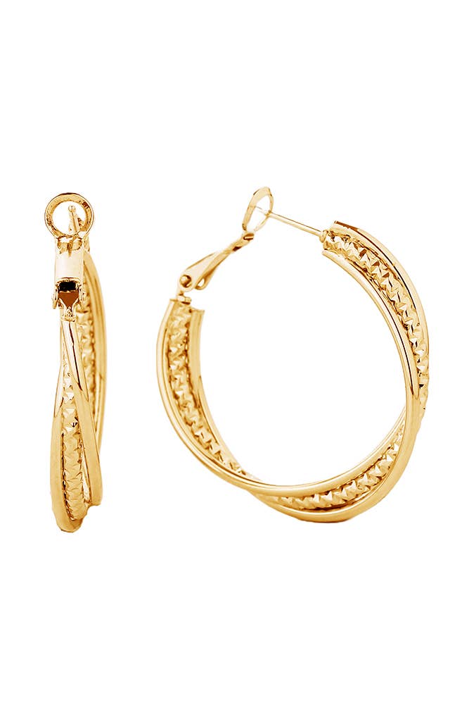 Hana - Wholesale Hoop Earrings - 14K Dipped Omega Closure Hoop0