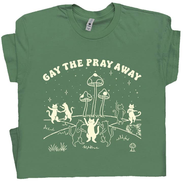 Gay The Pray Away Shirt Funny LGBT T Shirt Funny Cat Graphic for wholesale by Shirtmandude Co