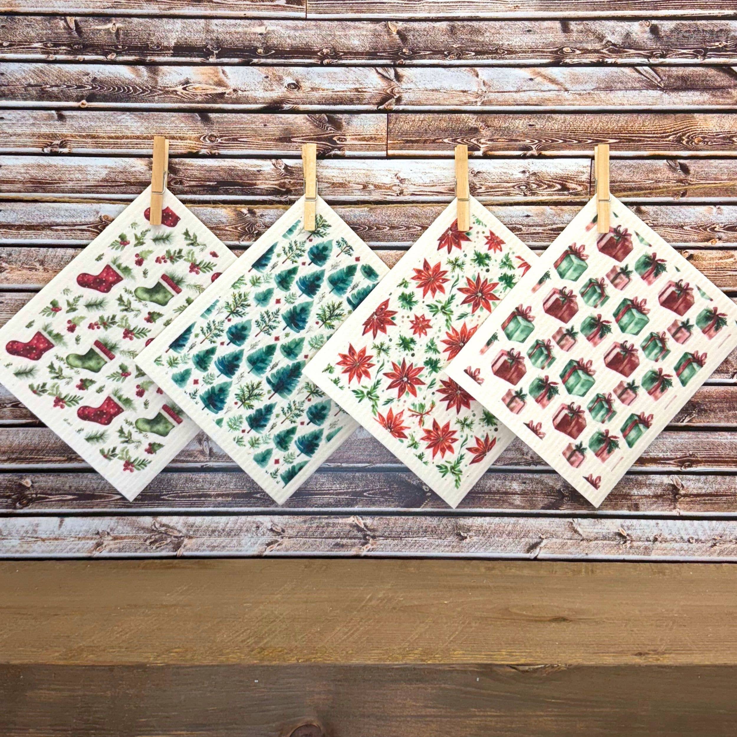 Home Accents By Driftless - Wholesale Dishcloth - Christmas Stockings Swedish Dishcloth - Holiday Decor1