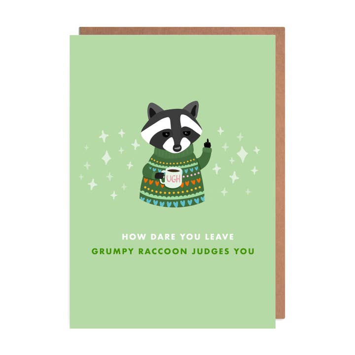 Grumpy Raccoon, Leaving for wholesale by URGHH Card Co.