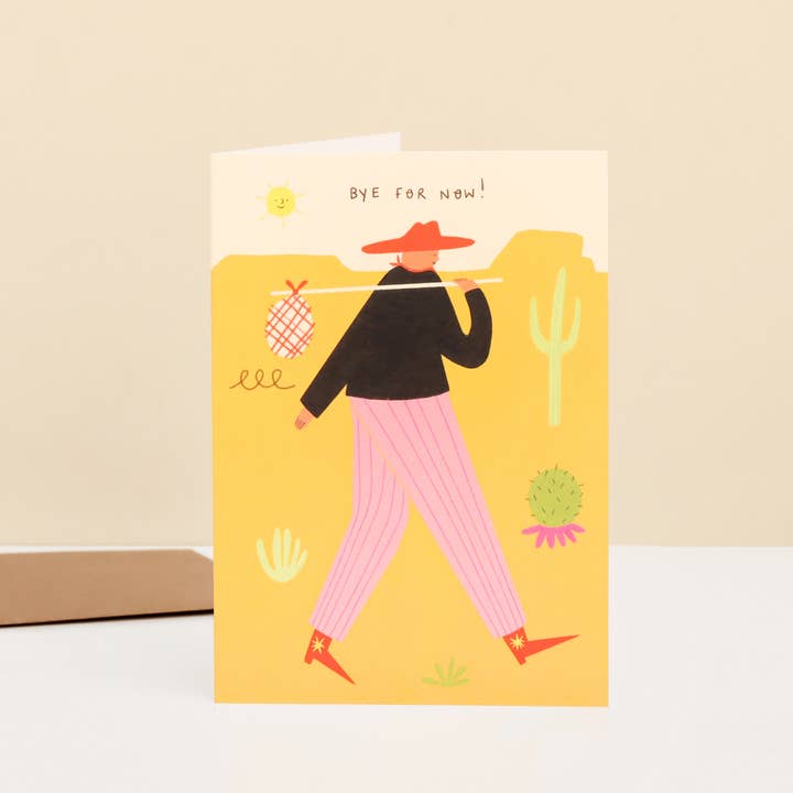 Little Black Cat Illustrated Goods - Wholesale Goodbye Card - Cowboy Bye For Now Card | Goodbye | Farewell Card | New Job