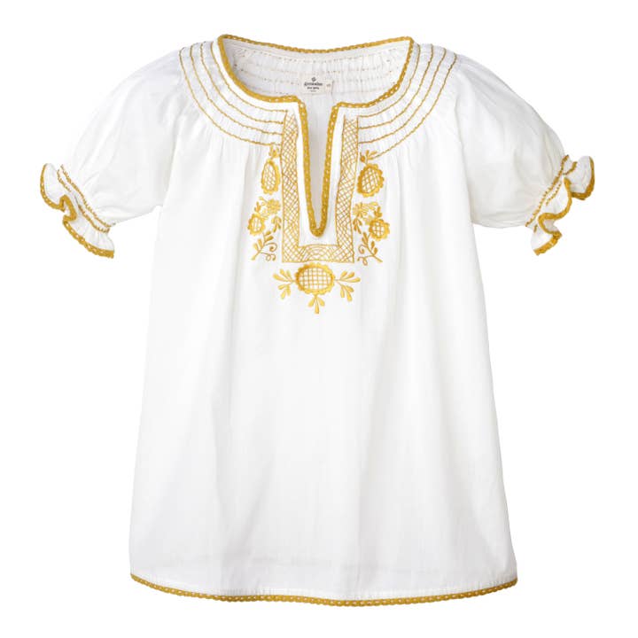 Zoé Tunic White Yellow Embroidery for wholesale by GERMAINE DES PRES
