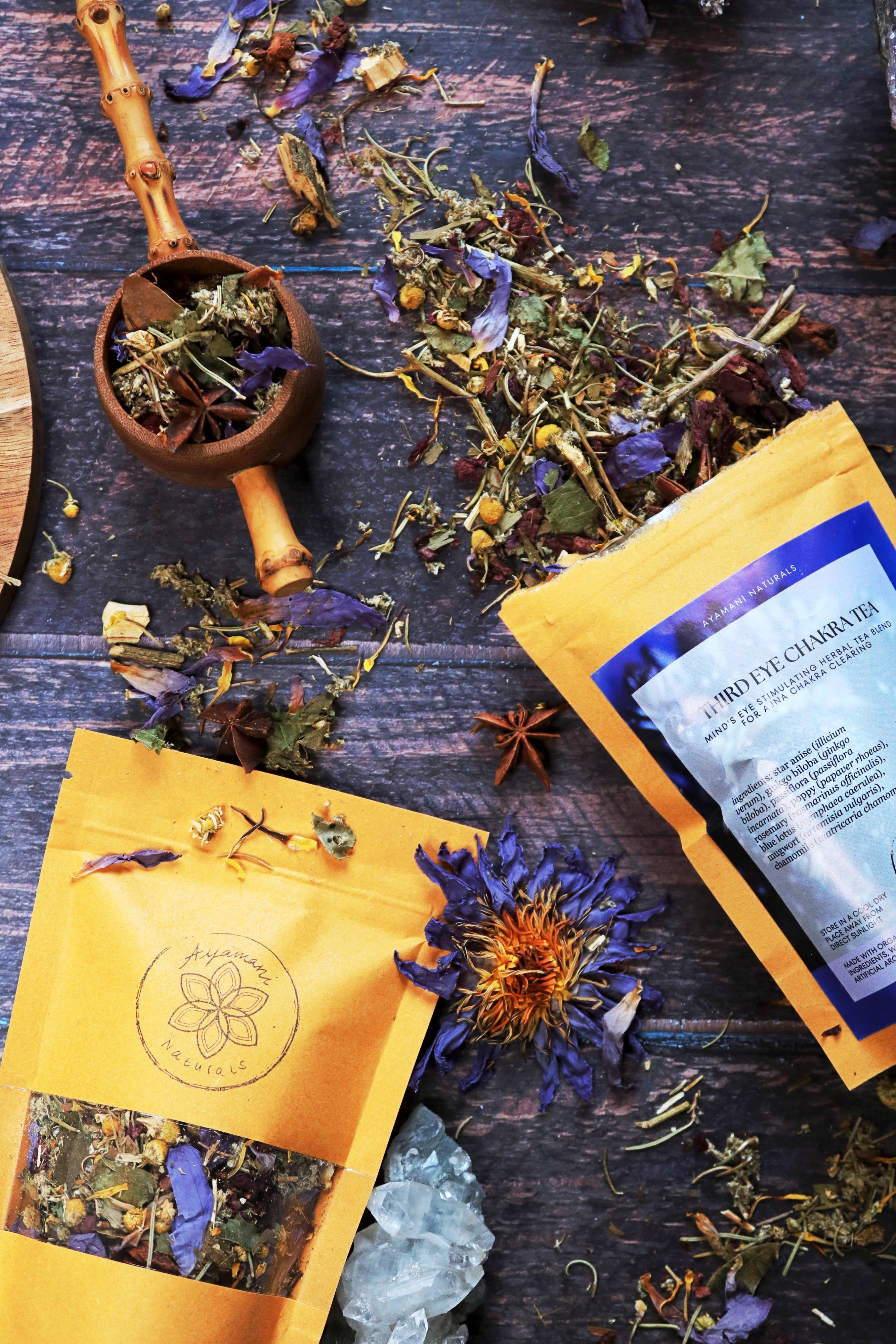 Ayamani Naturals – wholesale Löst te – Third Eye Chakra örtte för tallkottkörteln – psykiska drömmar2