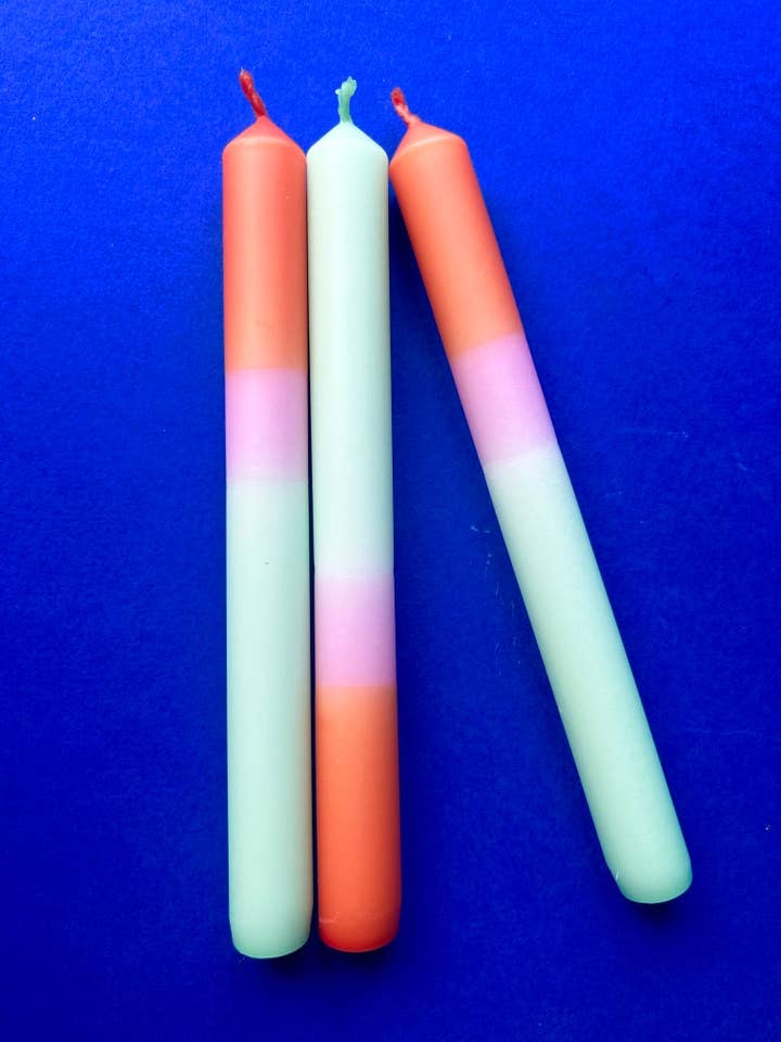 FISHERMAN'S FRIEND Dip Dye Dinner Candles Trio for wholesale by The Colour Emporium