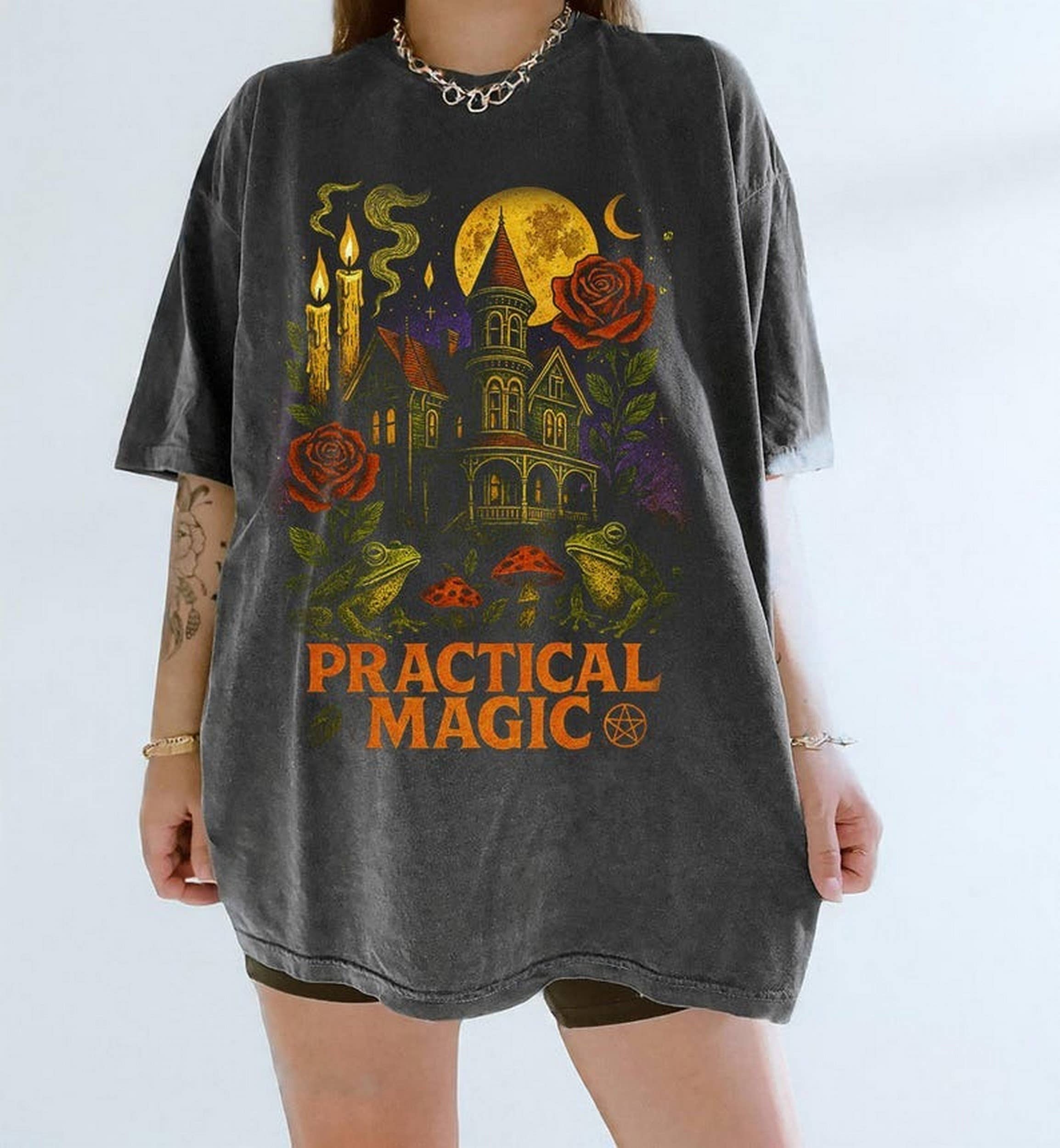 Black Vintage Witch Movie Practical Magic Shirt, Spooky Style, 90' for wholesale on Faire0
